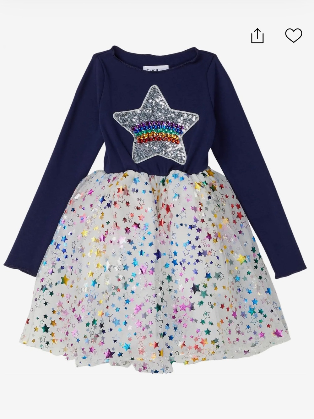 NEVER WORN - Lola & The Boys Navy Star Rainbow Sequin Tulle Dress